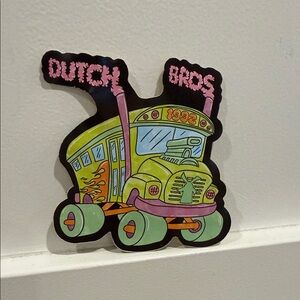 Dutch Bros Bus Cartoon Truck Sticker